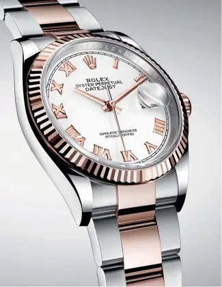  ??  ?? MOMENT IN TIME Oyster Perpetual Datejust 36 in Everose Rolesor