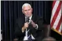  ?? MARK J. TERRILL, FILE - AP ?? Former Vice President Mike Pence speaks at the Ronald Reagan Presidenti­al Library & Museum, Nov. 17, in Simi Valley, Calif. Pence will deliver a keynote address at the Republican Jewish Coalition’s annual leadership meeting this weekend in Las Vegas.