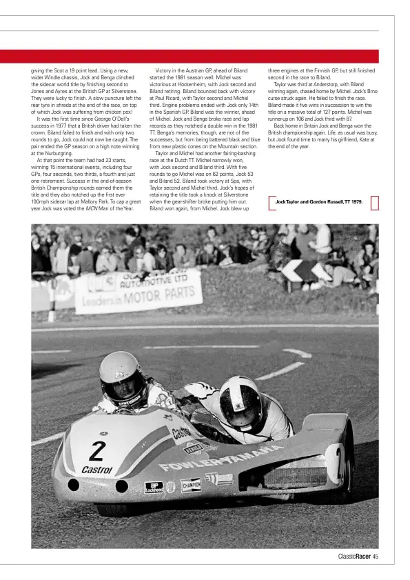  ??  ?? Jocktaylor and Gordon Russell,tt 1979.