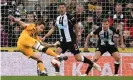  ?? Getty Images ?? Joe Ironside wraps around a half-cleared ball on the turn to score the winning goal at St James’ Park. Photograph: Stu Forster/