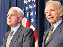  ?? ?? Lieberman: above, with Al Gore on the campaign trail in 2000 and, right, with John Mccain who was rumoured to want him as his running mate when he stood for president in 2008