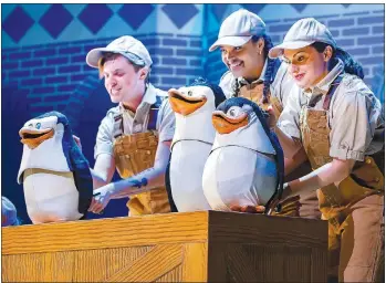  ?? (Courtesy Photo/Woody Myers) ?? Alex Burnette (far left) plays Maurice and Skipper. He's also in the Ensemble and is the puppet captain for the production of “Madagascar The Musical” on stage at 7 p.m. June 2; 11 a.m., 3 and 7 p.m. June 3 at the Walton Arts Center. Tickets are $25-$53 at waltonarts­center.org.