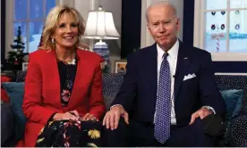  ?? Photograph: Alex Wong/Getty Images ?? Joe Biden and Dr Jill Biden take Santa Tracker calls in Washington on Christmas Eve.