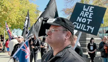  ?? PHOTO: FAIRFAX NZ ?? Ideologies collide as members in the White Pride Day collide with members of the Anti-Racist Action in Christchur­ch in a 2014 protest.