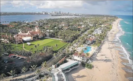  ?? Joe Raedle Getty Images ?? THE OCEAN is seen adjacent to President Trump’s Mar-a-Lago resort the day after Florida received an offshore drilling exemption.