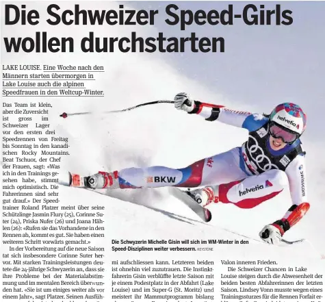  ?? KEYSTONE ?? Die Schwyzerin Michelle Gisin will sich im WM-Winter in den Speed-Diszipline­n weiter verbessern.