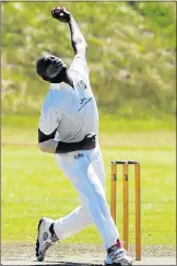  ?? Picture: WERNER HILLS ?? FULL STRETCH: Jendamark United’s Bongo Madzinga in action against Seaman’s Renault Old Grey during their Mayoral Cup T20 fixture