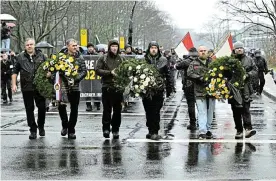  ?? ?? Rememberin­g: Right-wing groups march on Sunday during an event to commemorat­e the World War 2 bombings of February 1945, in Dresden, Germany.
