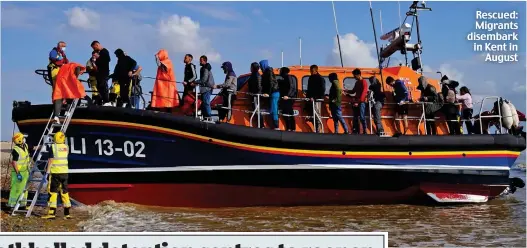  ?? ?? Rescued: Migrants disembark in Kent in August
