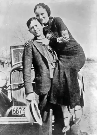  ??  ?? DR. DAVID MORROW and wife Linda were dubbed ‘ The Jewish Bonnie and Clyde’ by a US paper. Pictured: Bonnie Parker and Clyde Barrow pose in front of a 1932 Ford V8, sometime between 1932 and 1934 – when their exploits in Arkansas included murder, robbery and kidnapping.