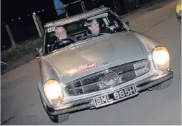  ??  ?? Heritage Hugh and Sue McCusker behind the wheel of their 1969 Mercedes 280 Classic Ronnie Featch and co driver Will Kerray completed the run in their 1986 Nissan Sunny