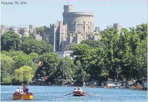  ?? Pictures: PA, EPA ?? BANK HOLIDAY: Contrastin­g Windsor Castle and airport travel chaos