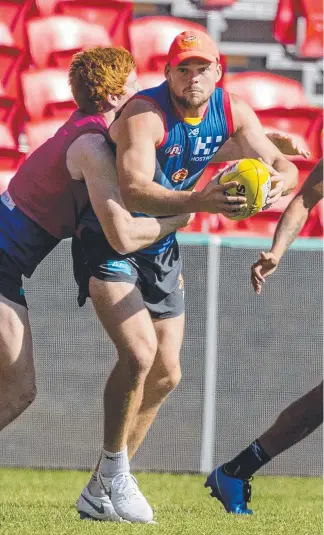  ?? Picture: JERAD WILLIAMS ?? Gold Coast skipper Steven May could leave the club.