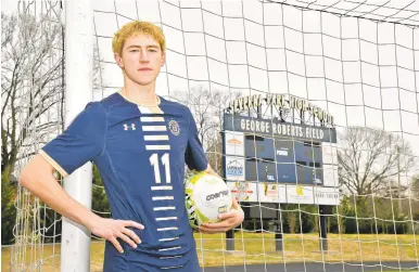  ?? PAUL W. GILLESPIE/CAPITAL GAZETTE ?? Severna Park senior Gus Bachmann, who led the Falcons with 12 goals and eight assists in the fall, is the Capital Gazette 2021 boys soccer Player of the Year.