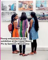  ??  ?? Young enthusiast­s at the exhibition at the Lionel Wendt. Pix by Sameera Weeraratne