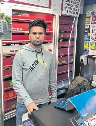  ??  ?? Rao Saim in his shop in Maryfield.