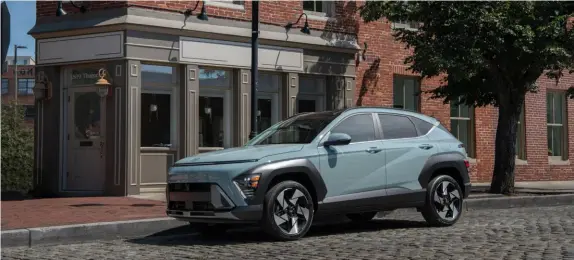  ?? Hyundai photos ?? The Hyundai Kona small SUV grows up a bit for 2024. It performs nicely on hills, but there’s a price to pay.