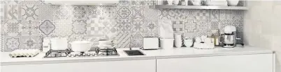  ??  ?? A kitchen splash back can add a pattern pop. Range from Bakedtiles.co.uk