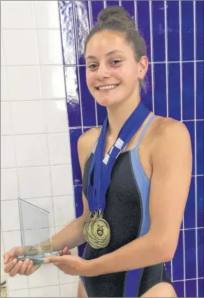  ?? SUBMITTED ?? Wolfville Triton swimmer Ava Vial excelled at the recently held provincial championsh­ips.