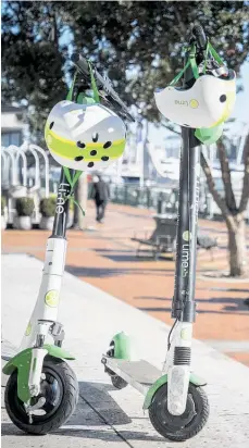  ?? Photo / File ?? Lime scooters parked up ready for customers.