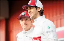  ??  ?? Räikkönen (left) with Giovinazzi: 14 years between them, but only a split second on track at Barcelona