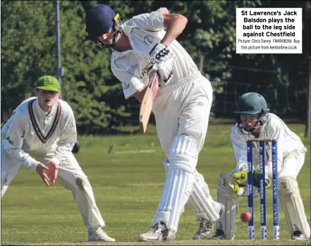  ?? Picture: Chris Davey FM4908246 Buy this picture from kentonline.co.uk ?? St Lawrence’s Jack Balsdon plays the ball to the leg side against Chestfield