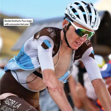  ??  ?? Bardet finished a Tour stage with concussion last year