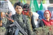  ?? AFP FILE ?? A Syrian Kurdish woman fighter at a march in Qamishli.