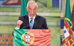  ?? ARMANDO FRANCA/AP ?? Incumbent Marcelo Rebelo de Sousa devoted most of his presidenti­al victory speech to the pandemic, which has hit Portugal hard.