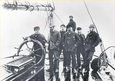  ?? Picture top: Mhairi Edwards. ?? Top: Actor Gordon Morris beside the grave of Arctic explorer Thomas Fenton in Dundee’s Eastern Cemetery; above: Arthur Conan Doyle and crew aboard the Eira in 1880.