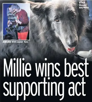  ??  ?? AWARD With owner Kim STAR Wonder dog Millie