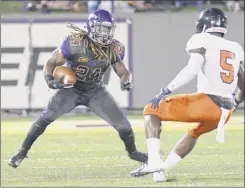  ?? Hans Pennink / Special to the times union ?? ualbany running back elijah ibitokun-hanks has averaged 52.7 yards per game this season, but may be featured more Saturday.