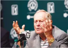  ?? THE ASSOCIATED PRESS ?? Jack Nicklaus answers questions during a news conference Tuesday a few days before the start of the Memorial golf tournament in Dublin, Ohio.