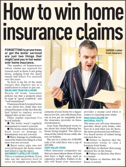  ??  ?? SHOCK: Letter from insurers