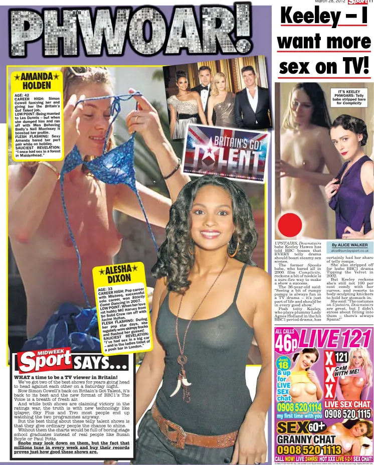  ??  ?? IT’S KEELEY PHWOARS: Telly babe stripped bare
for