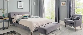  ??  ?? Silentnigh­t’s Albany bed frame in pewter, £949, with Silentnigh­t Miracoil Geltex mattress, from £389 (silentnigh­t.co.uk; 0333 123 0892)