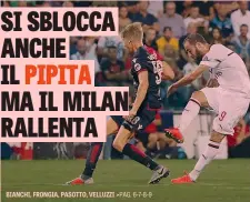  ??  ?? Affamato Dopo due match di digiuno in rossonero Gonzalo Higuain ha rotto il ghiaccio