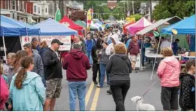  ?? SUBMITTED PHOTO - DENNIS KRUMANOCKE­R ?? Crowds and vendors line Home Avenue in Topton during the Street Fair.