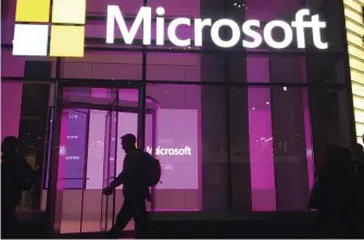  ?? Ap file ?? HEALTH CARE TARGETS: Microsoft, on an accelerate­d growth push, is buying speech recognitio­n company Nuance in a deal worth $19.7 billion including debt.