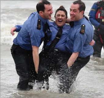  ??  ?? Local gardai are great supporters of the Polar Plunge