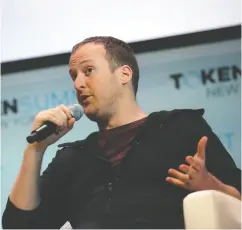  ?? ALEX FLYN / BLOOMBERG FILES ?? Ted Livingston, founder and chief executive of Kik Interactiv­e Inc., speaks earlier this year during the Token Summit in New York.