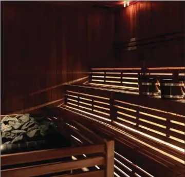  ?? ?? I Relax-området i The Gym finder man finsk sauna, bio-sauna og infrarød sauna. Der er også mulighed for at hoppe i et koldtvands­kar. Foto: The Gym