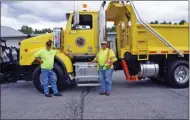  ?? FRANCINE D. GRINNELL — MEDIANEWS GROUP ?? Left-right: Witon Highway Department Superinten­dent Kirklin Woodcock and driver Lou Jenison, who has served the Town for 10 years. This winter he will drive a new 2020 Western Star tandem truck. Each 18 wheel dump truck cost the department $230,000.