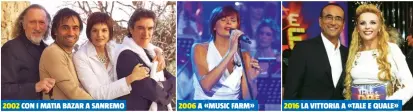  ??  ?? 2006 A «MUSIC FARM» 2016 LA VITTORIA A «TALE E QUALE»