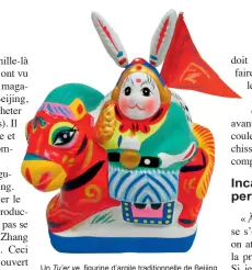  ??  ?? Un Tu’er ye, figurine d’argile traditionn­elle de Beijing