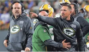  ?? MARK HOFFMAN/JOURNAL SENTINEL ?? Matt LaFleur reacts during the game Oct. 14 against Detroit. LaFleur has warned his players not to take the 3-11-1 Lions lightly.