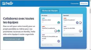  ??  ?? Trello propose des outils divers tels que des tableaux, des listes ou des cartes permettant de mieux organiser ses projets, quels qu’ils soient, et de définir leur ordre de priorité.