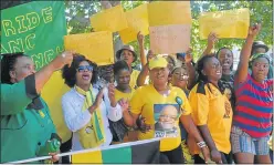  ?? Picture: ABONGILE SOLUNDWANA ?? DISGRUNTLE­D: McBride residents protested at the Queenstown Magistrate’s Court against the bail hearing of a murder suspect following the fatal stabbing of a 75-year-old woman, Nongqambu Nyewe