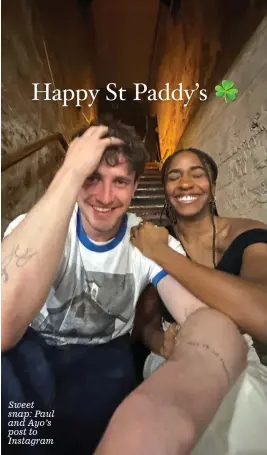  ?? ?? Sweet snap: Paul and Ayo’s post to Instagram
