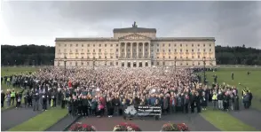  ??  ?? The silent March for the Voiceless protest outside Stormont